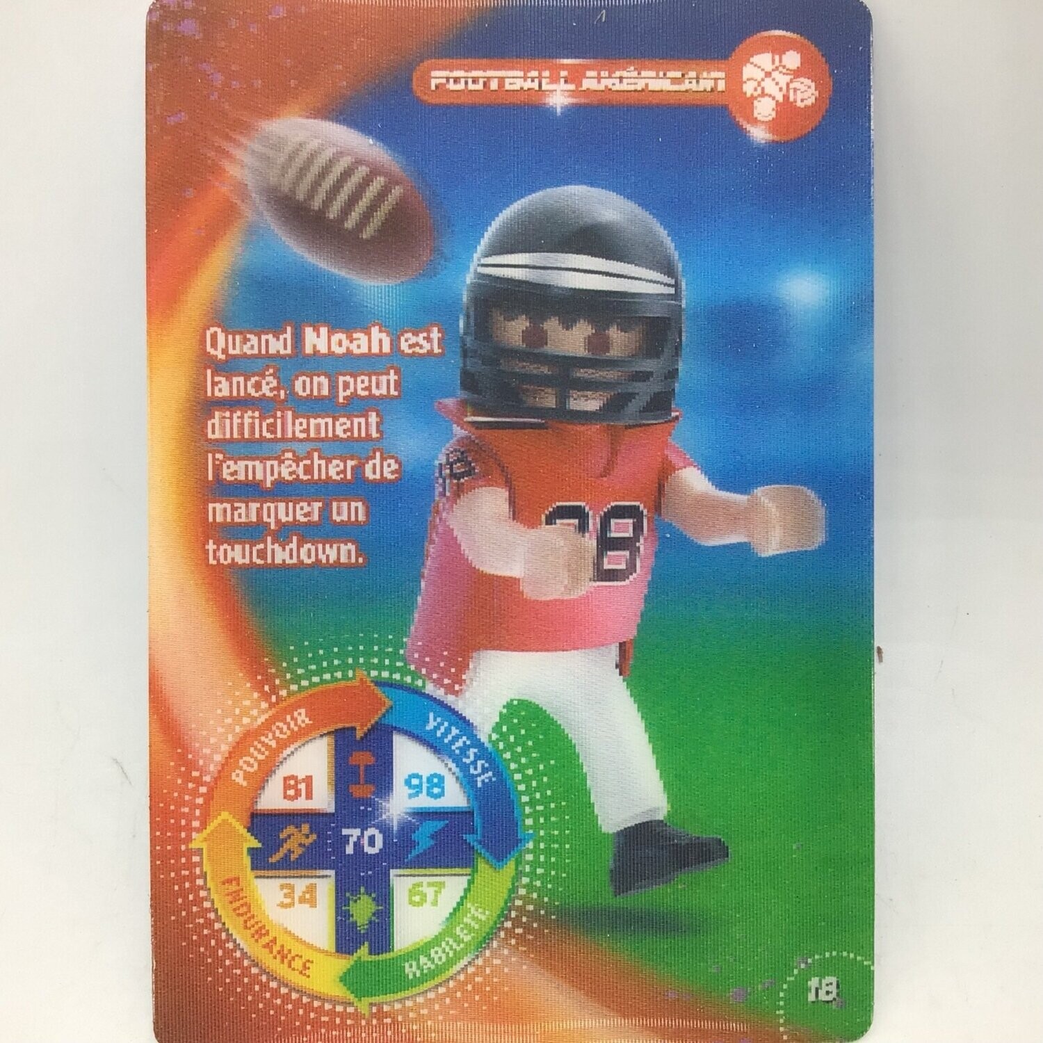 playmobil carte collector 18 football US noah