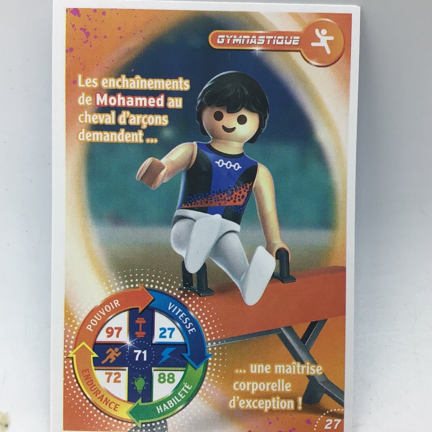 playmobil carte collector 27 gymnastique mohamed