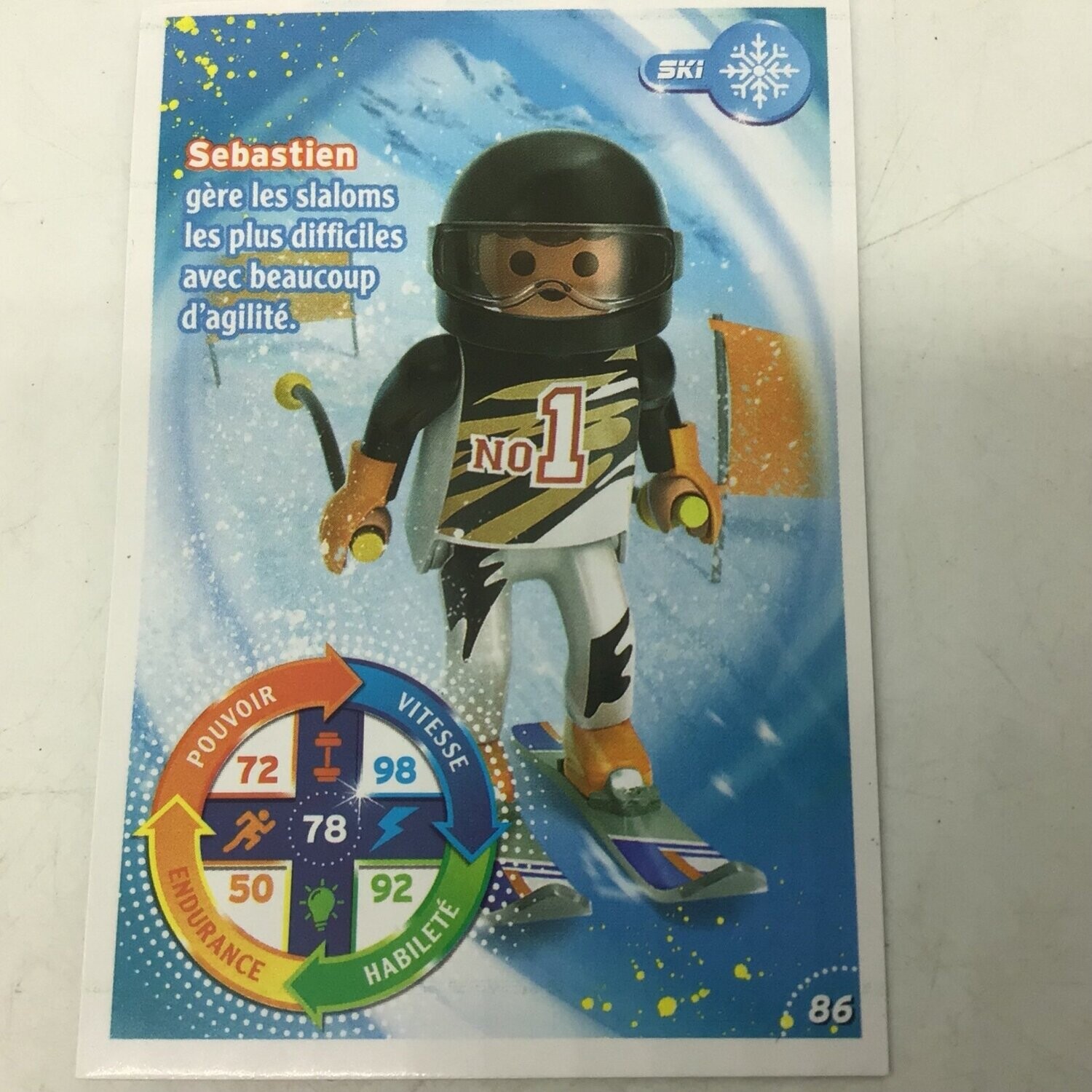 playmobil carte collector 86 ski sebastien brillant