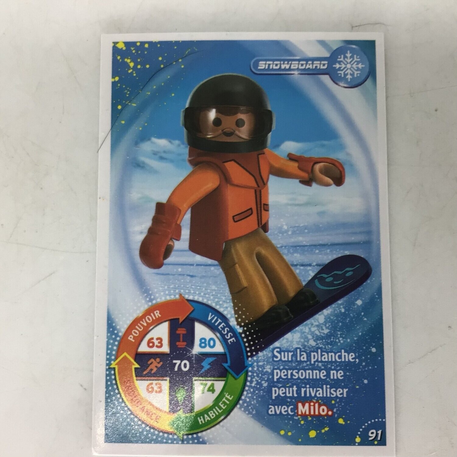 playmobil carte collector 91 snowboard milo
