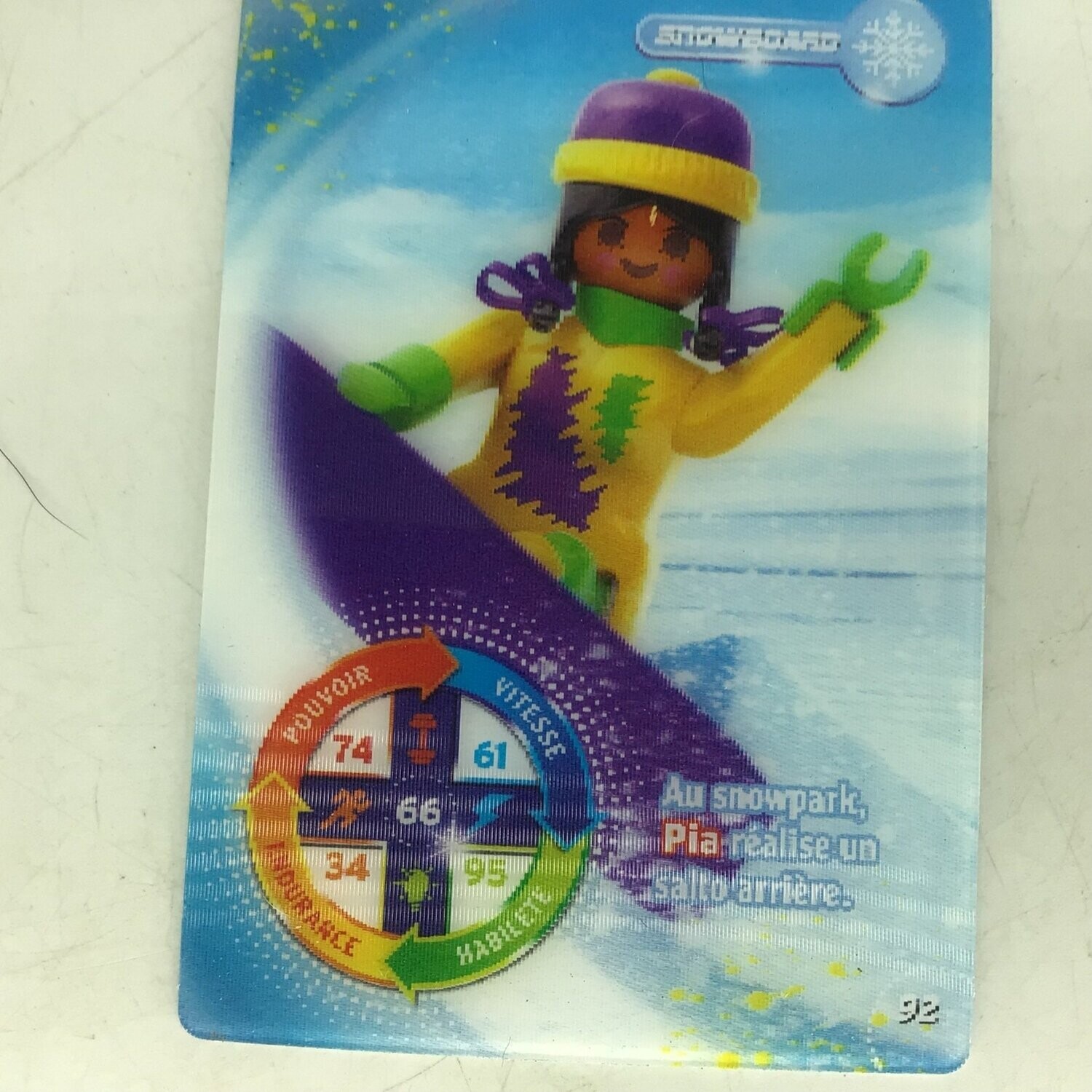 playmobil carte collector 92 snowboard pia