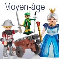 Lot Playmobil Moyen-Âge – 3 Paysans, Animaux, Nourriture, 2 Chevaux Et Charrette – Occasion