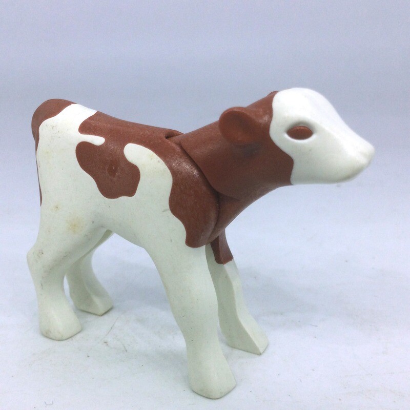 playmobil veau blanc marron