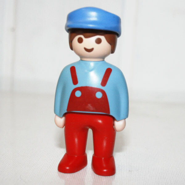 Playmobil 1-2-3 homme travailleur bleu rouge