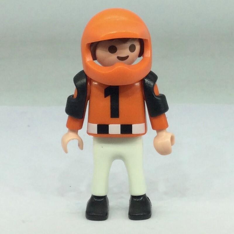 playmobil enfant motard orange