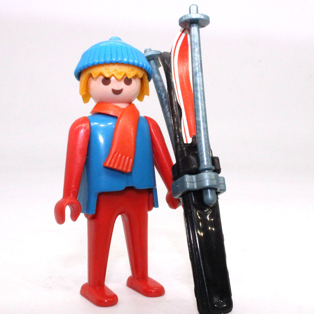playmobil skieur rouge bleu vintage 2