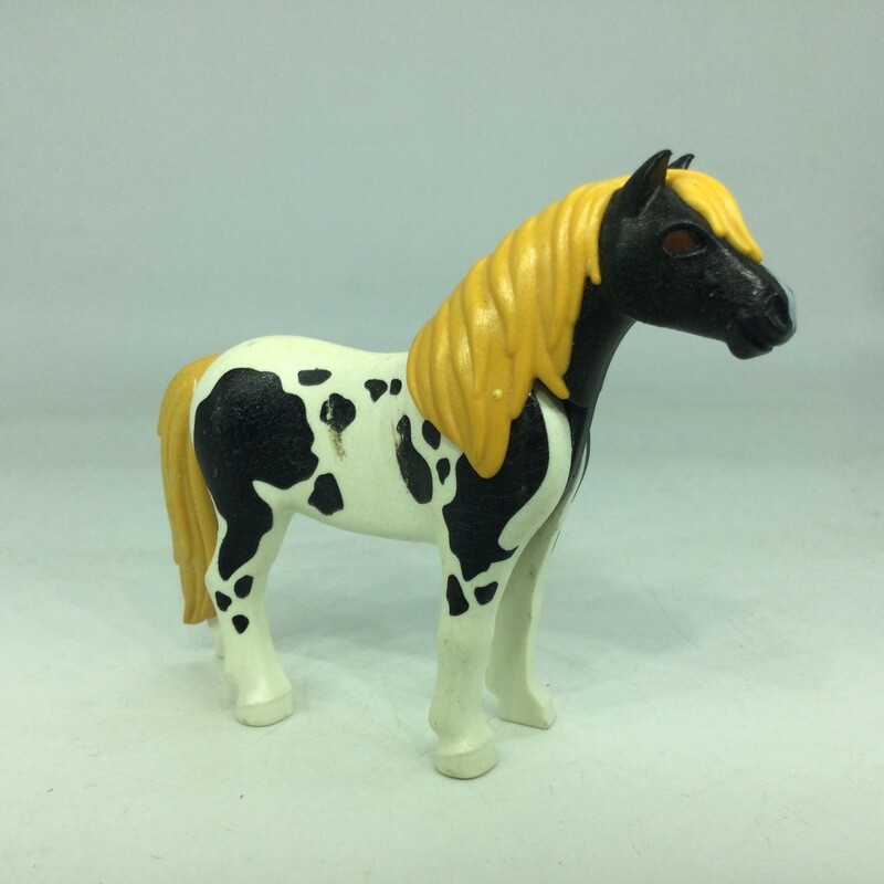 playmobil poney noir et blanc