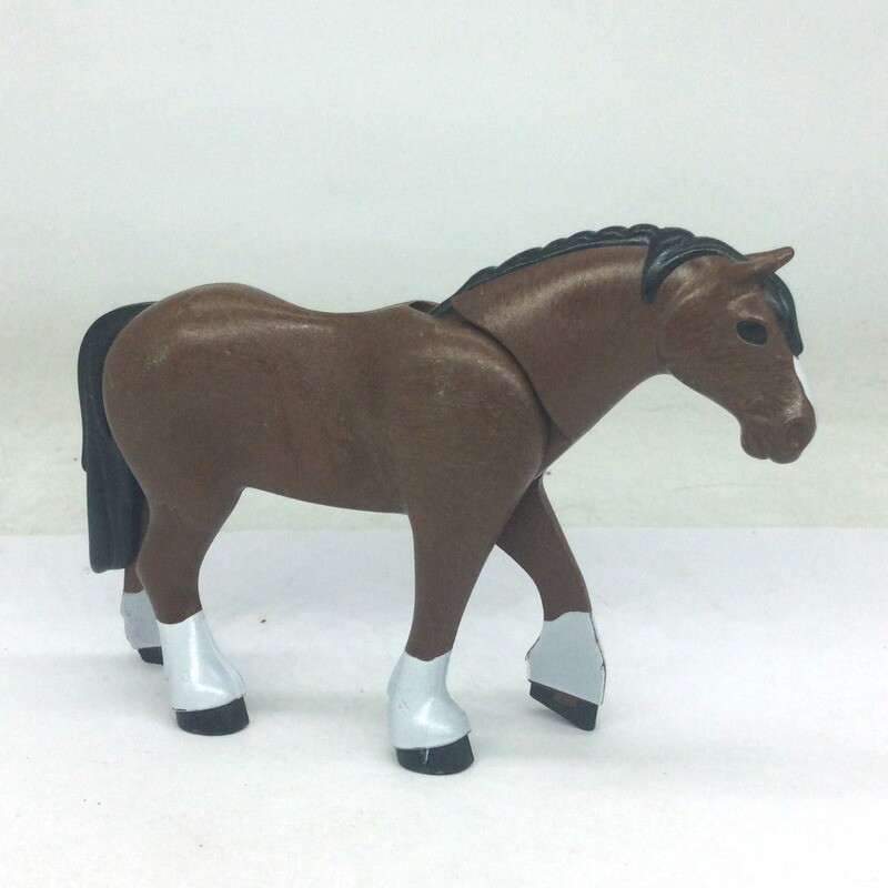 Playmobil cheval de trait percheron marron