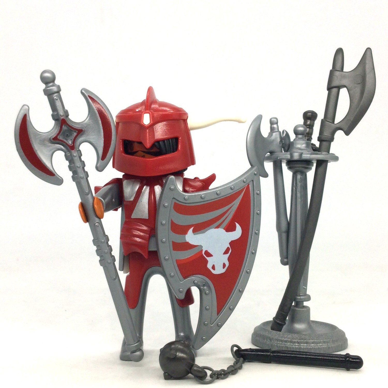 playmobil chevalier taureau rouge