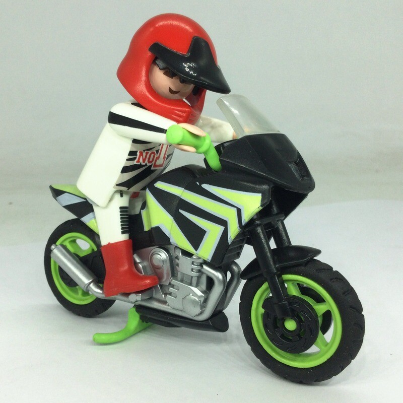 playmobil moto de course noire