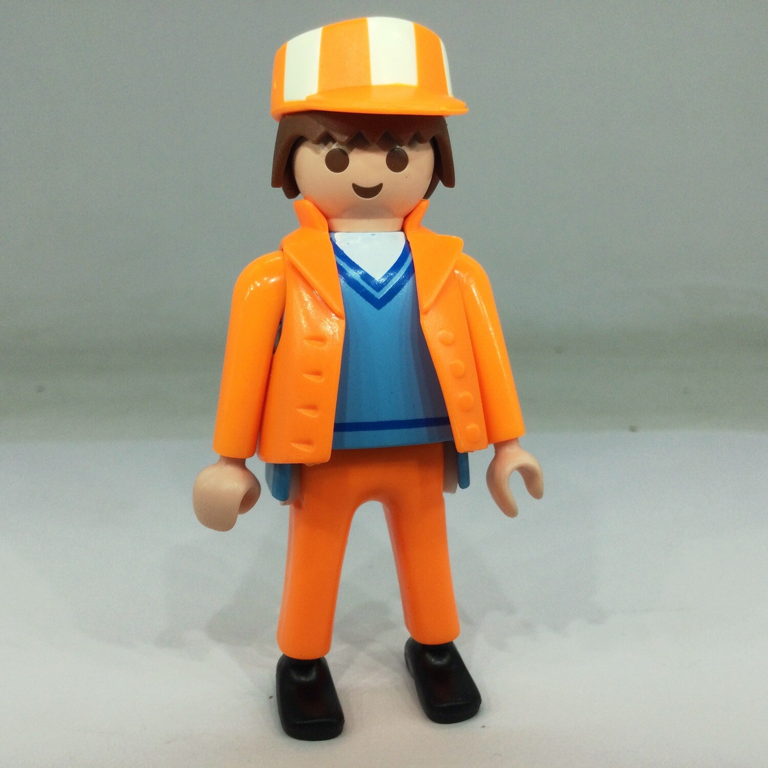 playmobil ouvrier  cantonnier orange fluo