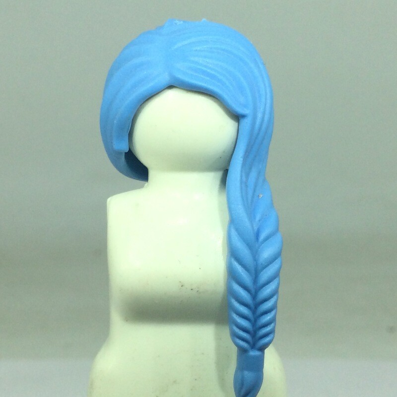playmobil perruque Cheveux bleu natte