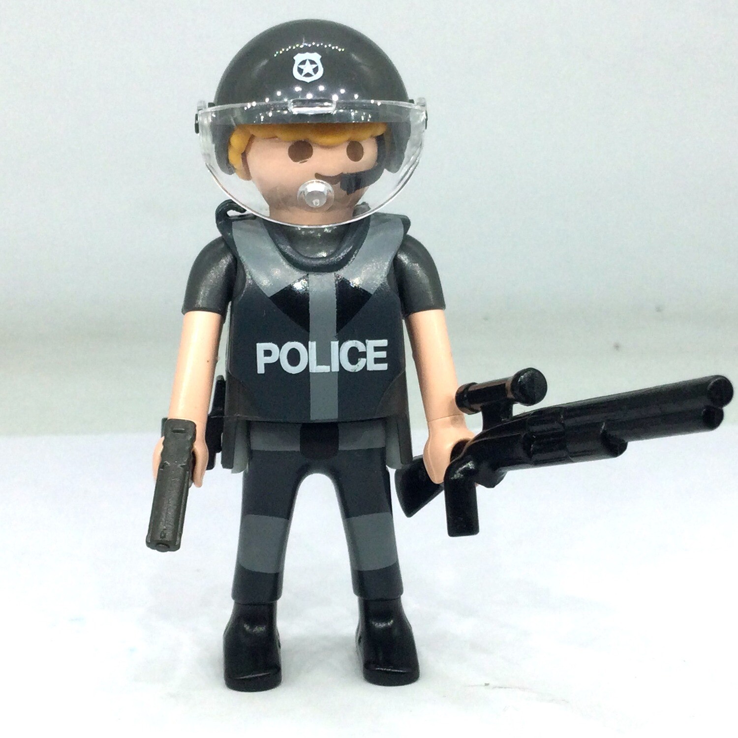 playmobil policier gris swat fusil