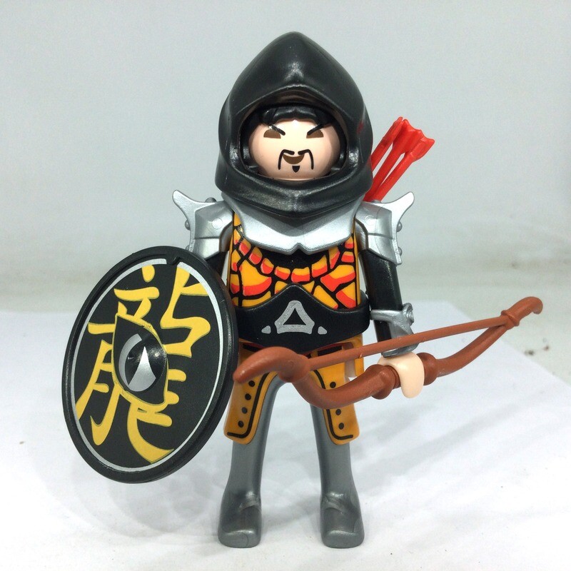 playmobil samouraï asiatique archer orange