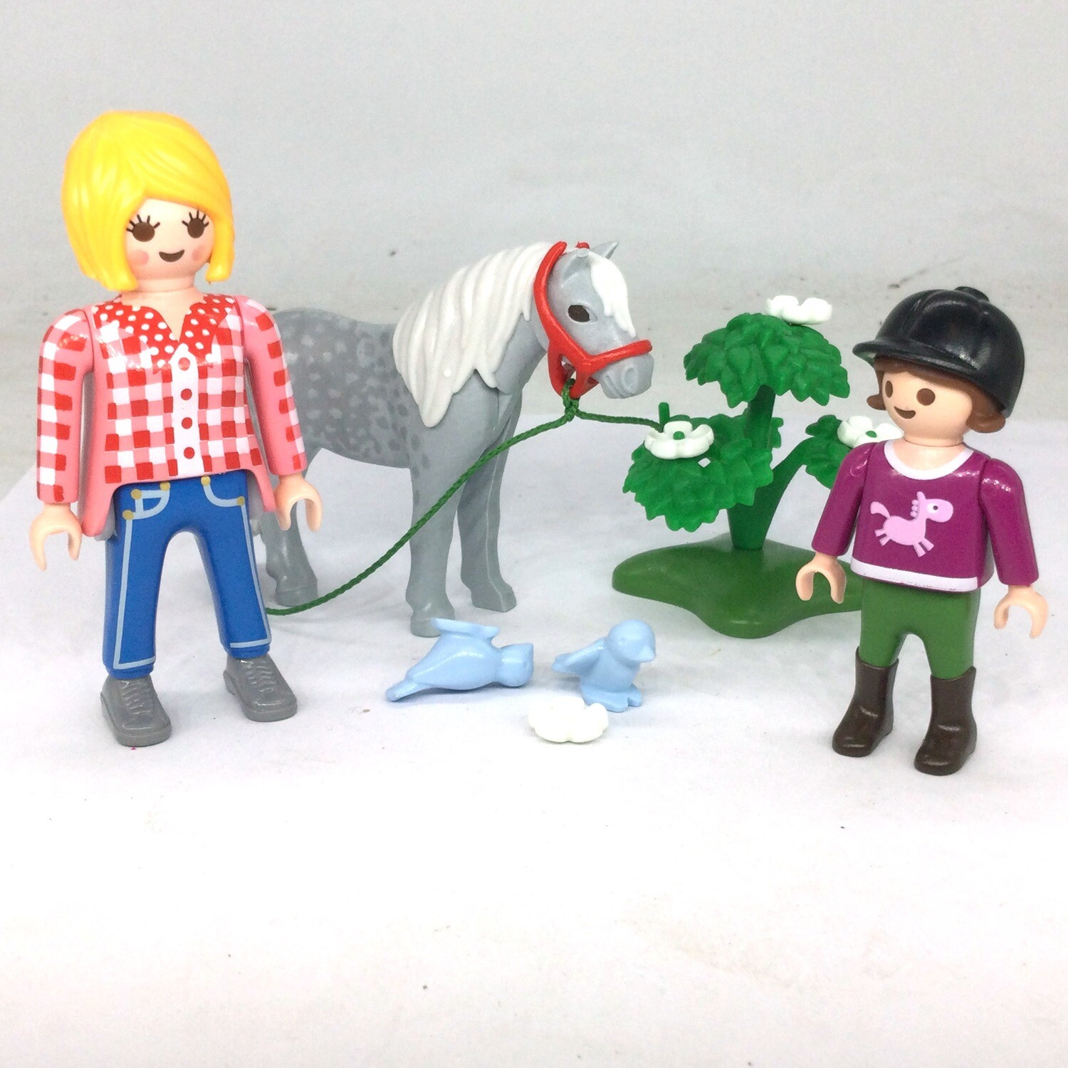 Playmobil poney fillette et maman