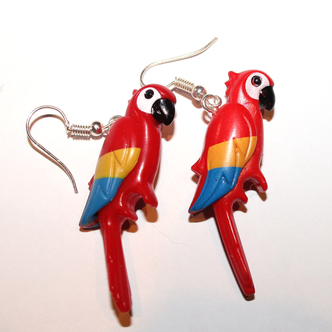 playmobil création boucles d'oreille perroquet multicolore