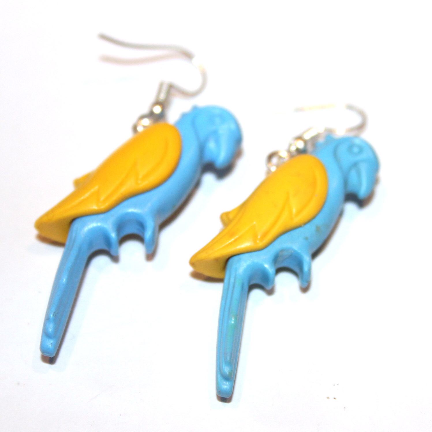playmobil création boucles d'oreille perroquet bleu ciel