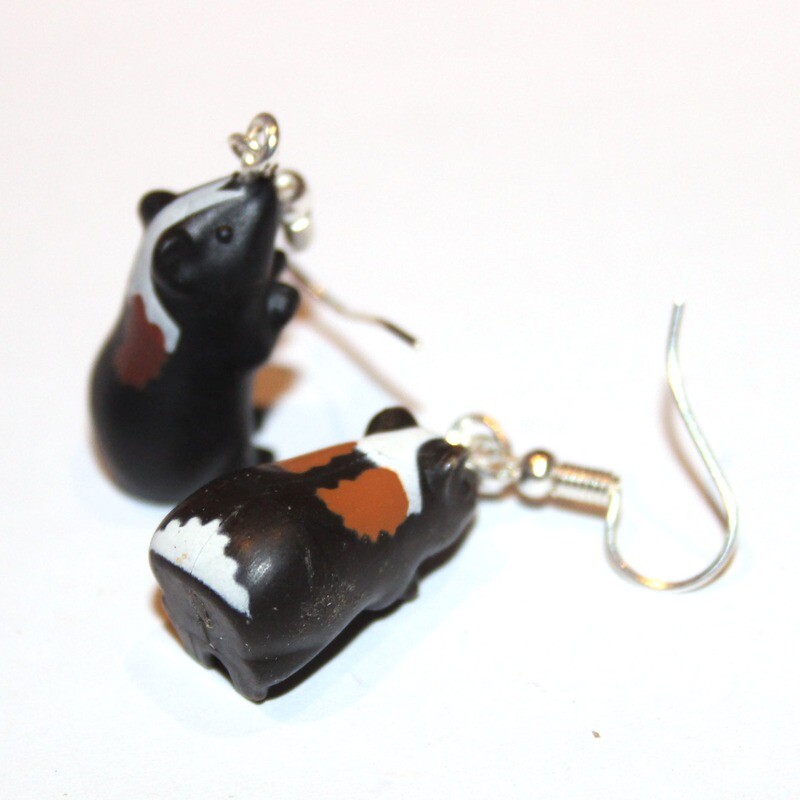 playmobil création boucles d'oreille hamster noir