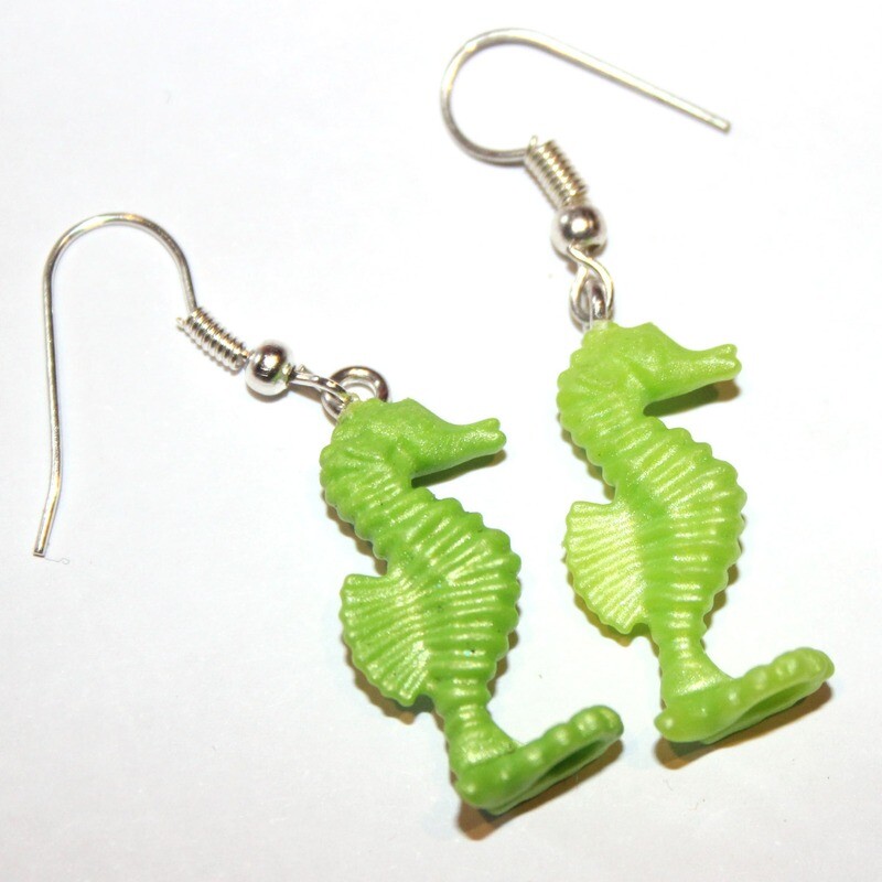 playmobil création boucles d'oreille hippocampe vert