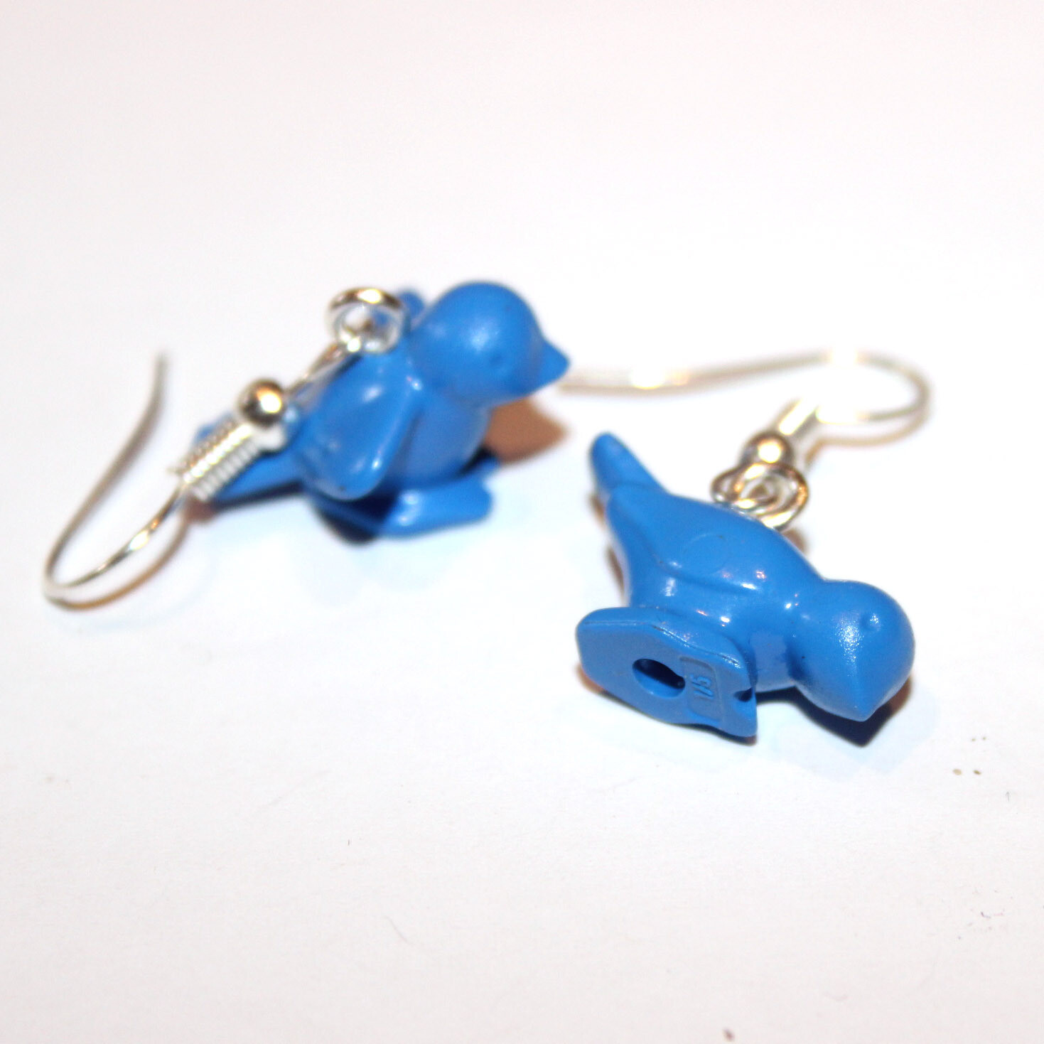 playmobil création boucles d'oreille oiseaux bleus