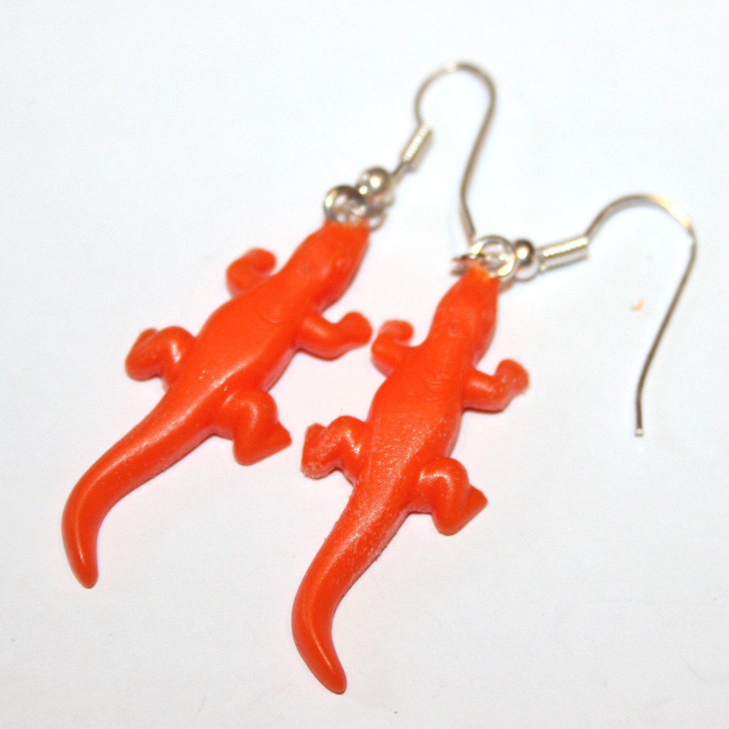 playmobil création boucles d'oreille lézard orange