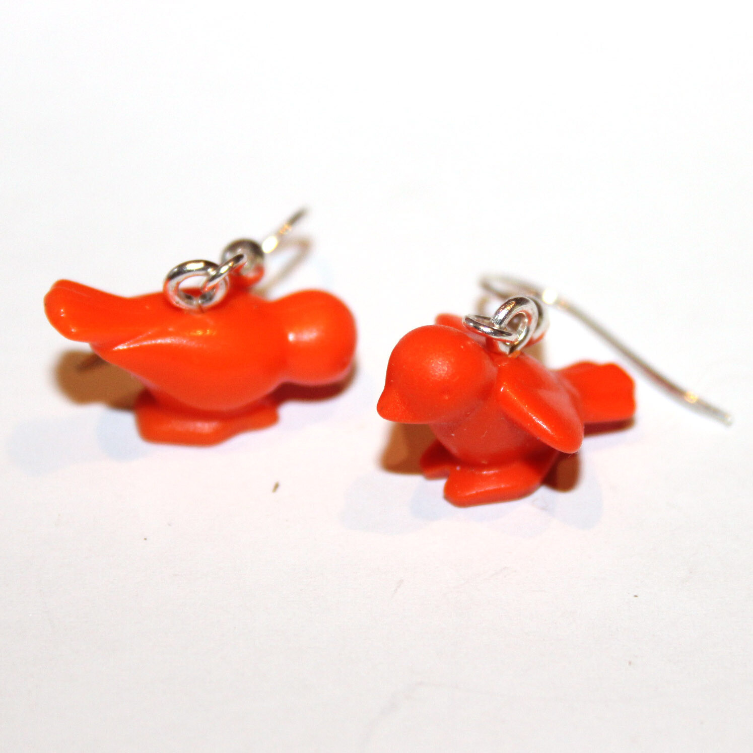 playmobil création boucles d'oreille oiseaux oranges