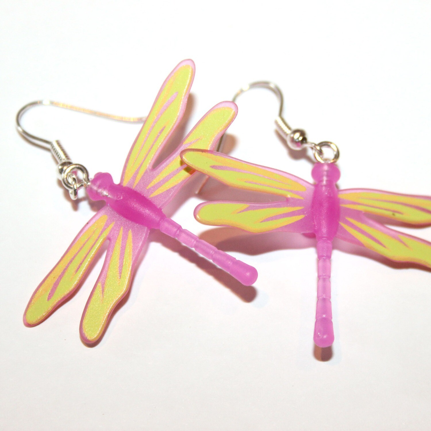 playmobil création boucles d'oreille libellule rose