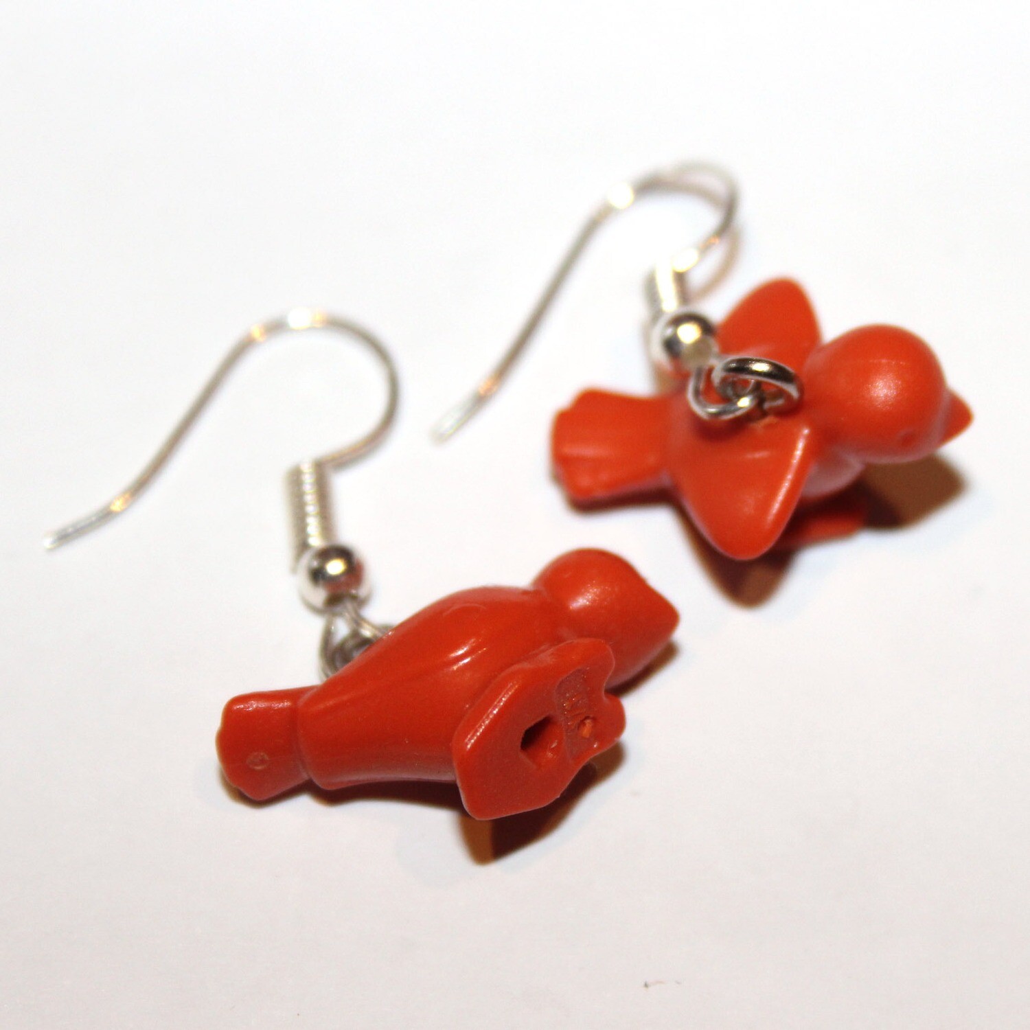 playmobil création boucles d'oreille oiseaux oranges foncés