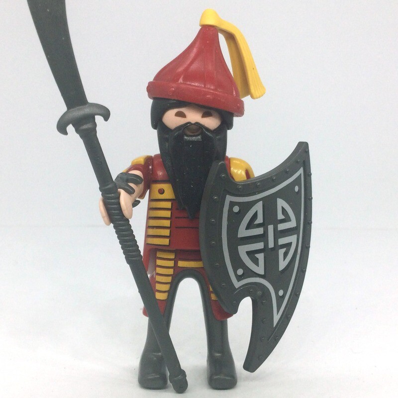 playmobil guerrier asiatique rouge