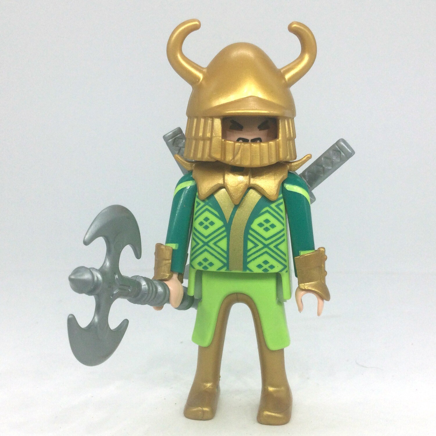 playmobil guerrier asiatique vert or