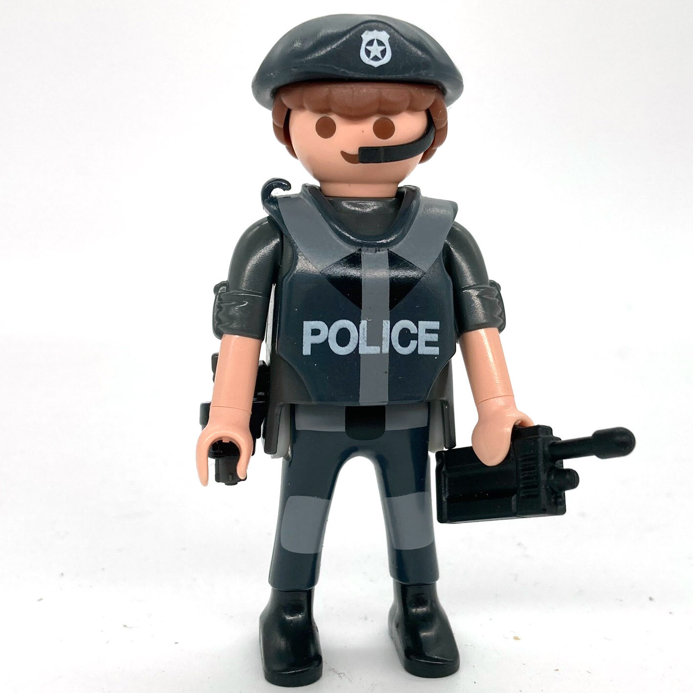 playmobil policier gris swat béret