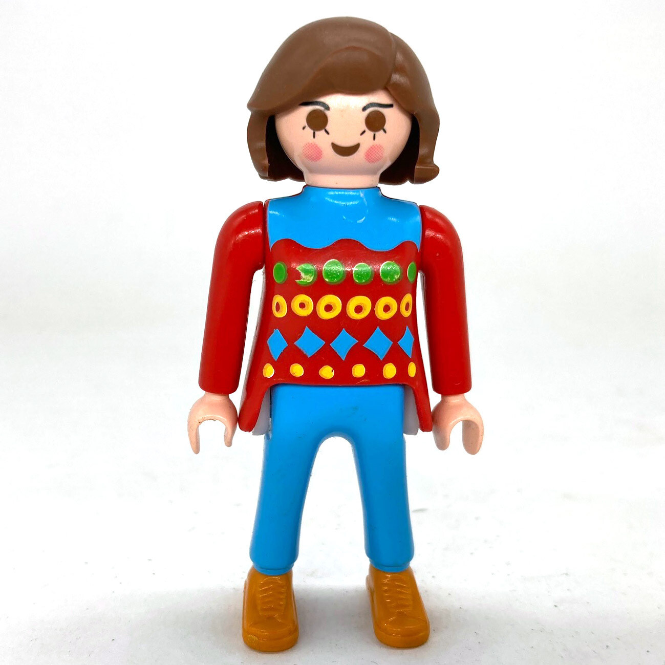 playmobil femme rouge bleu