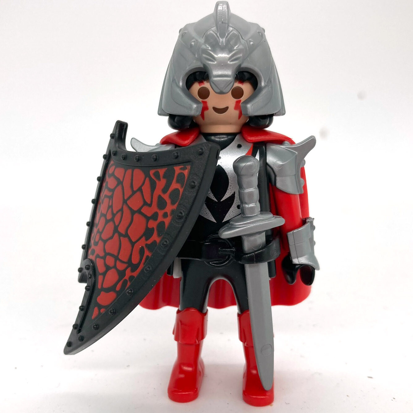 Playmobil chevalier rouge noir