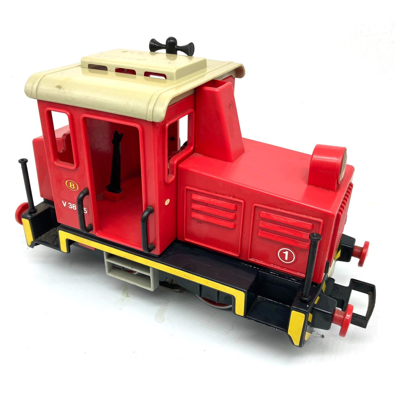 playmobil locomotive rouge toit beige