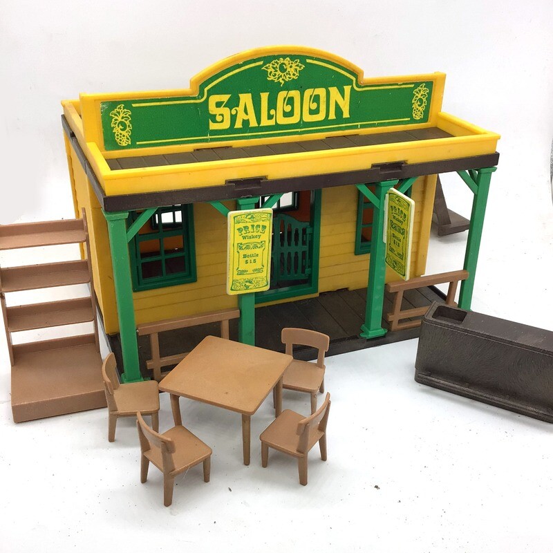 playmobil saloon affiche jaune vintage