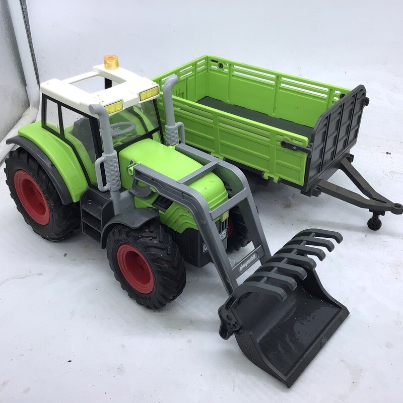 playmobil tracteur remorque vert gyrophare