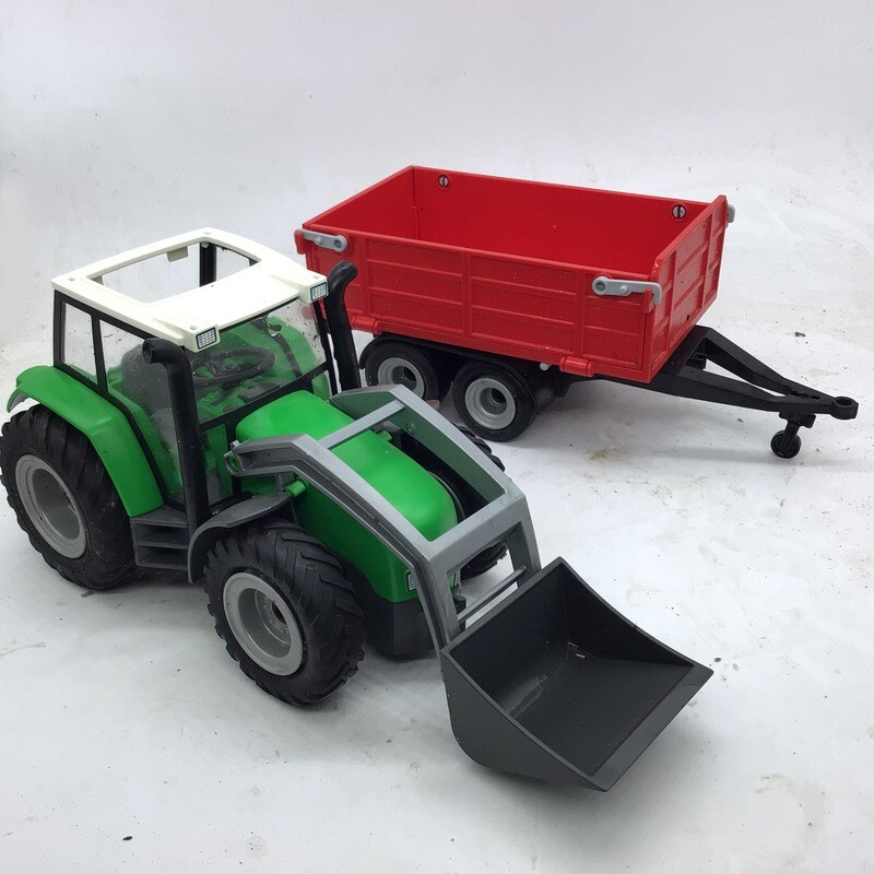 playmobil tracteur vert remorque rouge