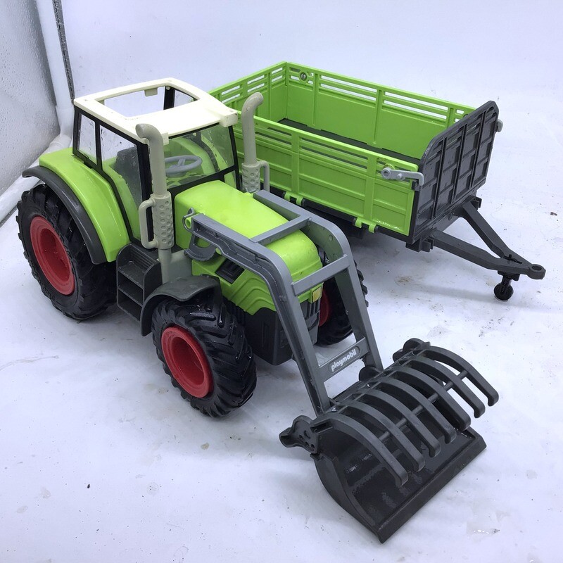 playmobil tracteur remorque vert