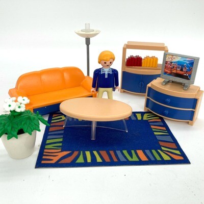 playmobil salon bleu orange