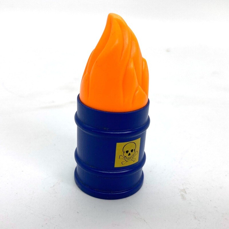 playmobil baril bidon bleu enflammé