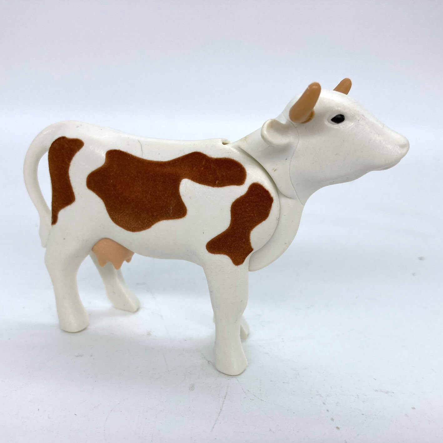 playmobil vache marron et blanche velours