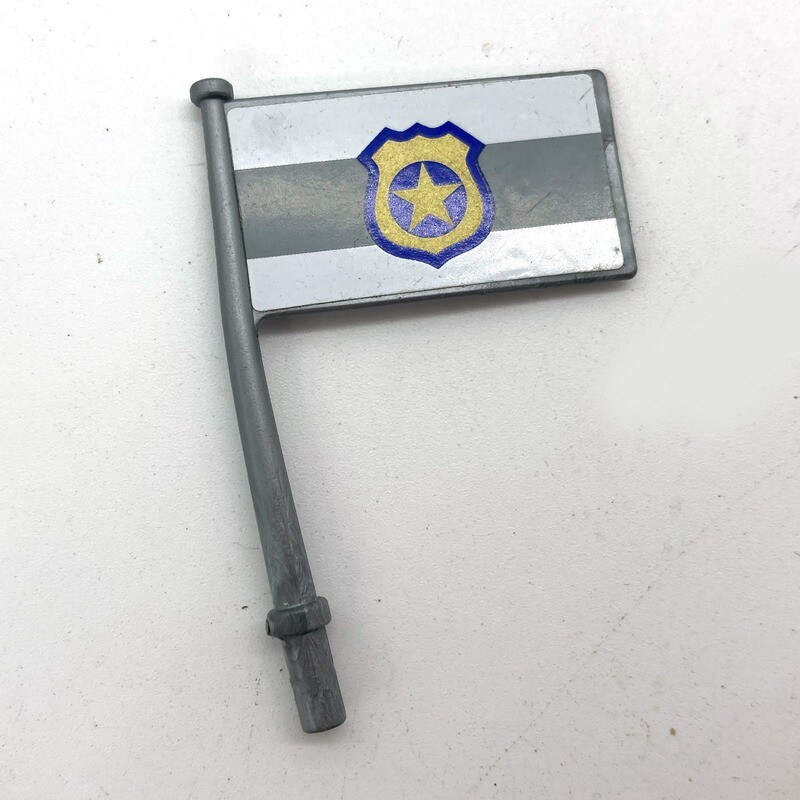Playmobil drapeau police gris blanc
