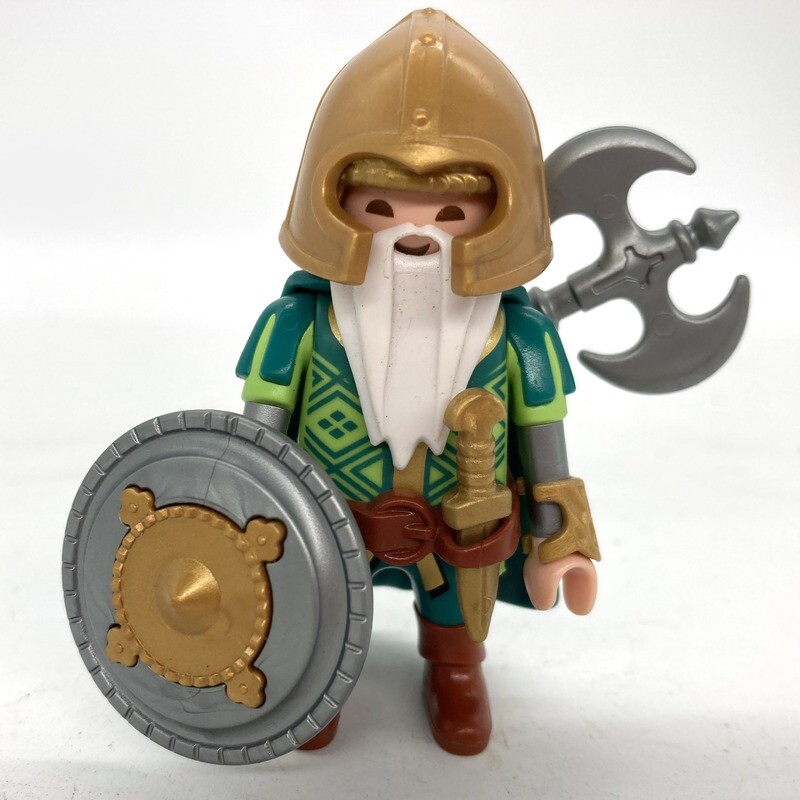 playmobil guerrier nain vert bouclier