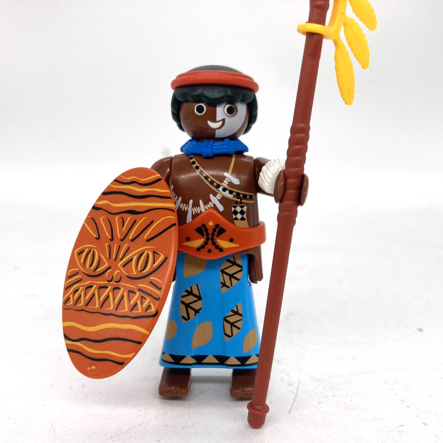 playmobil guerrier africain black bleu