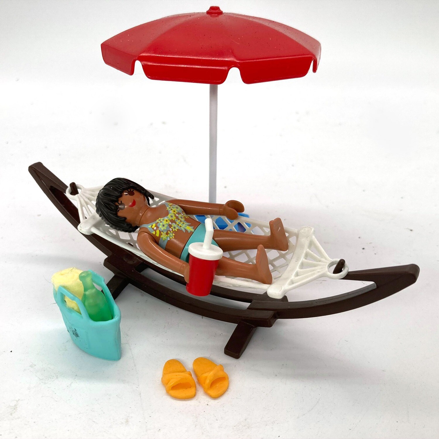 Playmobil femme hamac parasol rouge