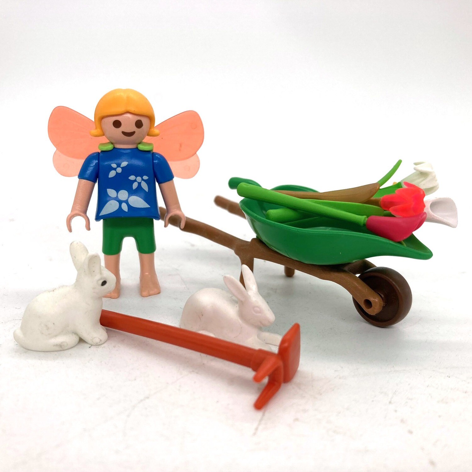 playmobil fée enfant brouette