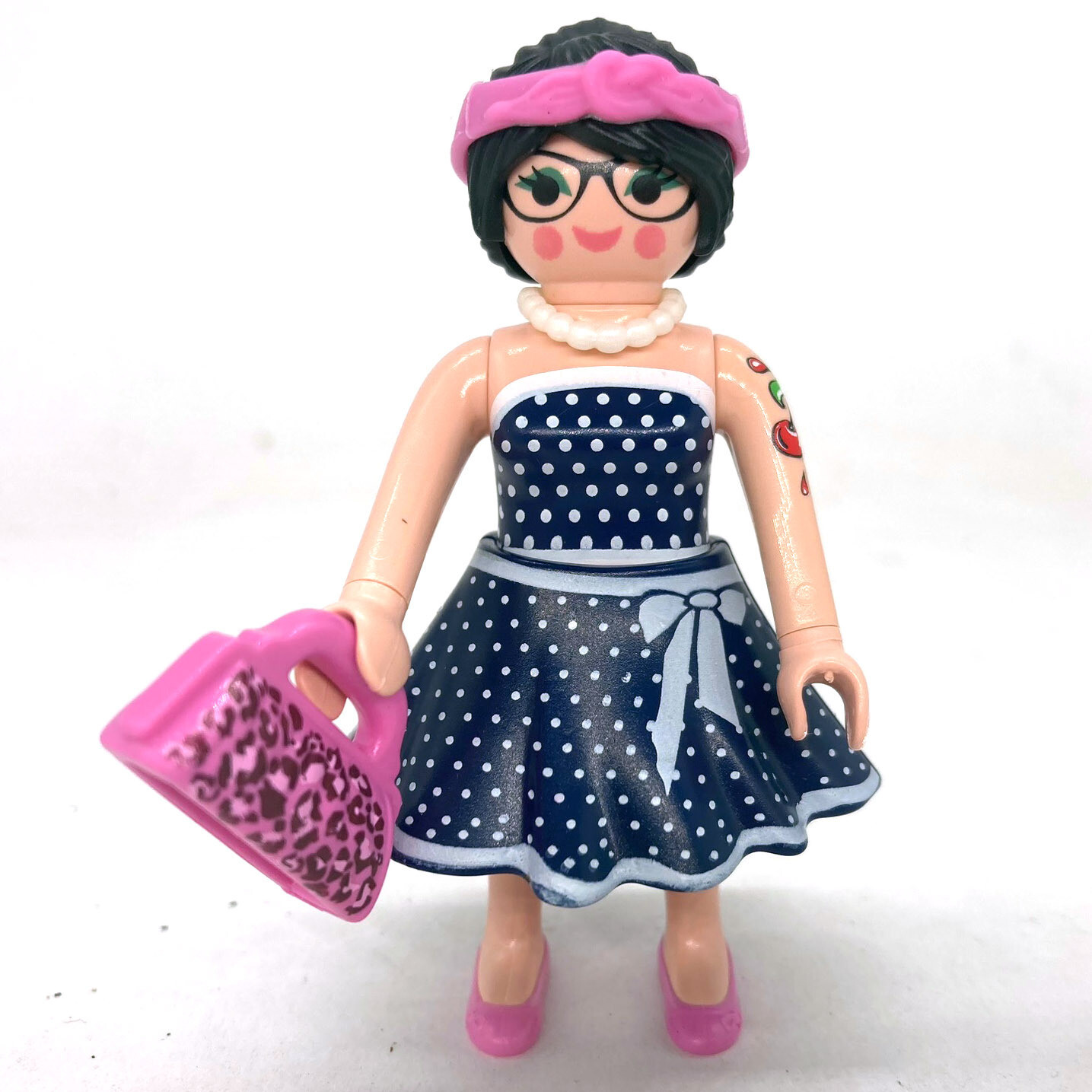 playmobil femme robe bleu pois S13