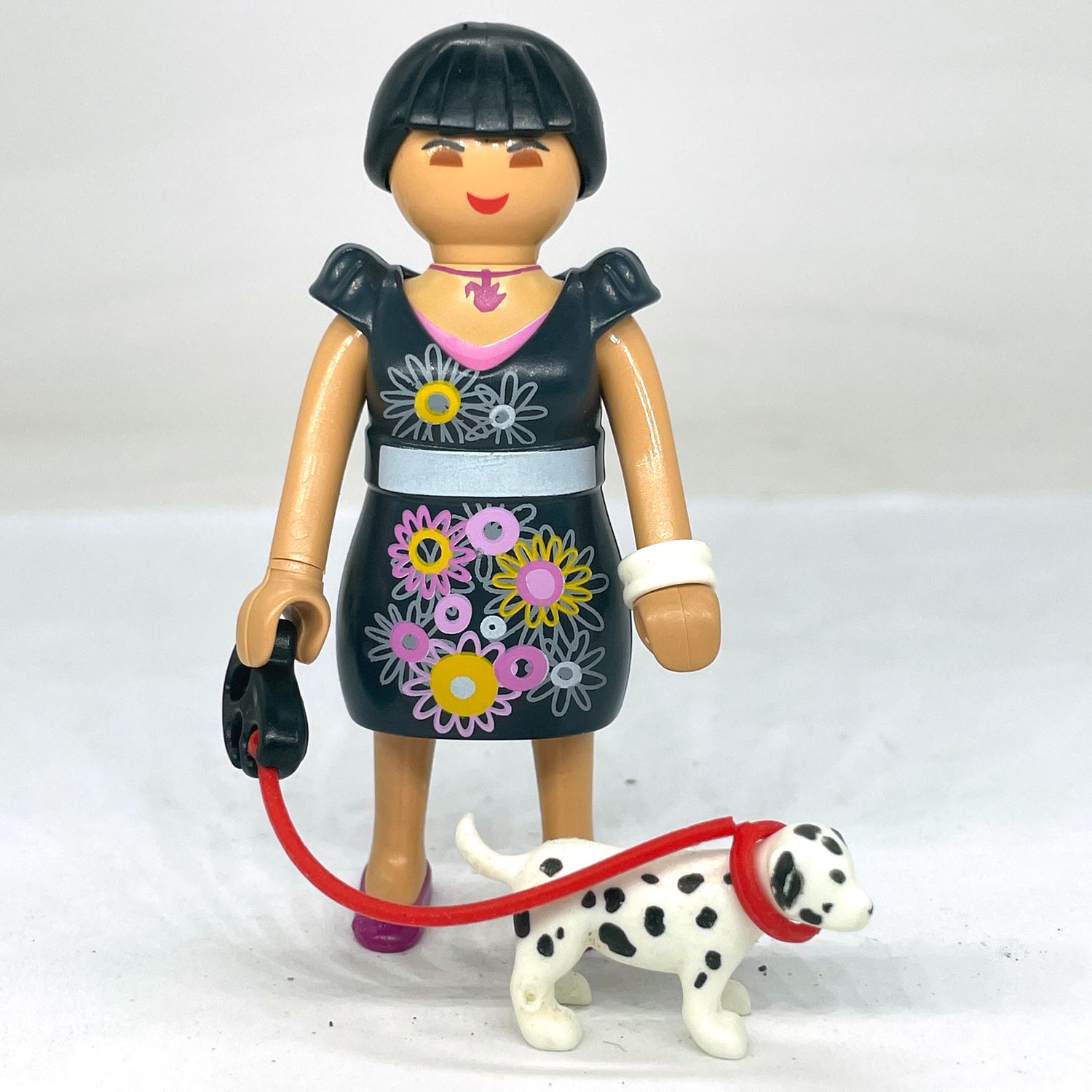playmobil femme en robe et dalmatien