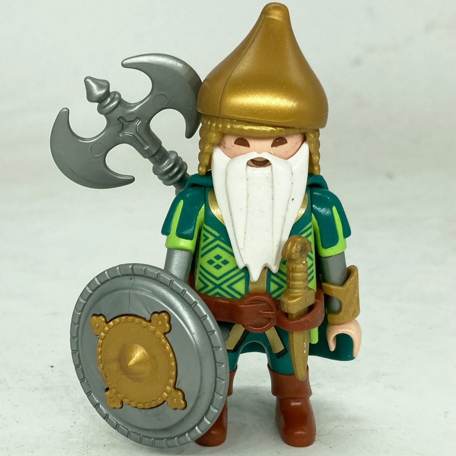 playmobil chevalier nain vert et or