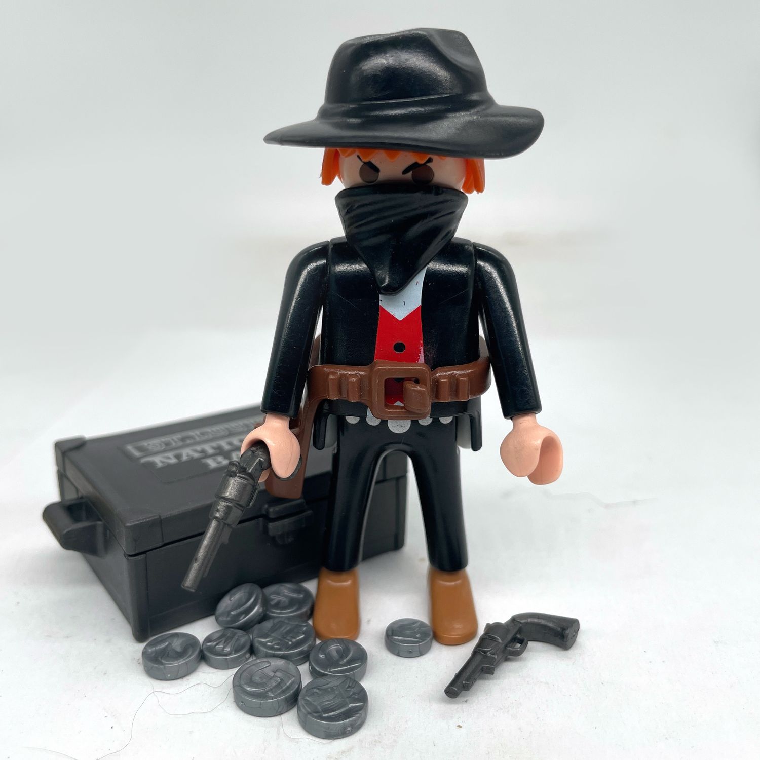 playmobil cow boy bandit coffre bank